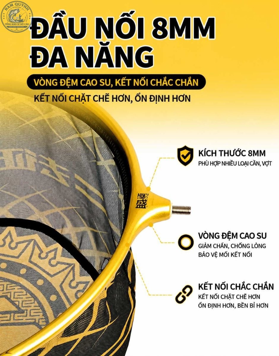 Vành Vợt Vàng-Đen Liền Khối Câu Cá Cao Cấp MINGTU 40cm-PK155 Vành Vợt Vàng-Đen Liền Khối Câu Cá Cao Cấp MINGTU 40cm-PK155