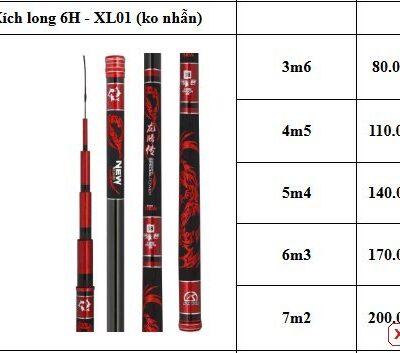 Cần câu đài Xích Long (Huyết Long) XL01 không nhẫn F1