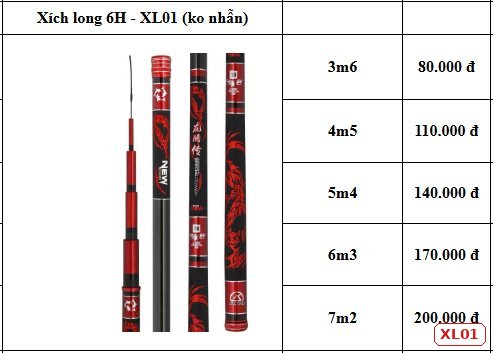 Cần câu đài Xích Long (Huyết Long) XL01 không nhẫn F1