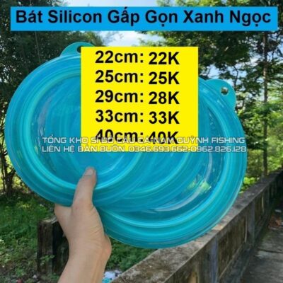 Bát Trộn Mồi Silicon Gấp Gọn Xanh Ngọc 22cm-HPK9