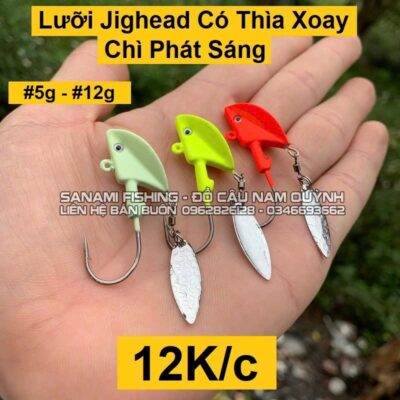 Lưỡi Jighead Có Thìa Xoay Chì Phát Sáng-Đồ Câu Lure Cao Cấp - LC54