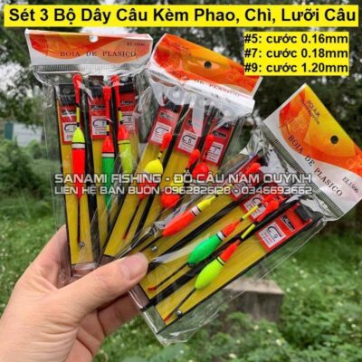 Sét Bộ 3 Dây Câu Kèm Phao Chì Lưỡi – PCC12